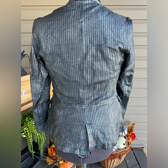 Genuine soft leather Banoeemee designer jacket/ blazer  in gunmetal silver - Picture 4 of 13